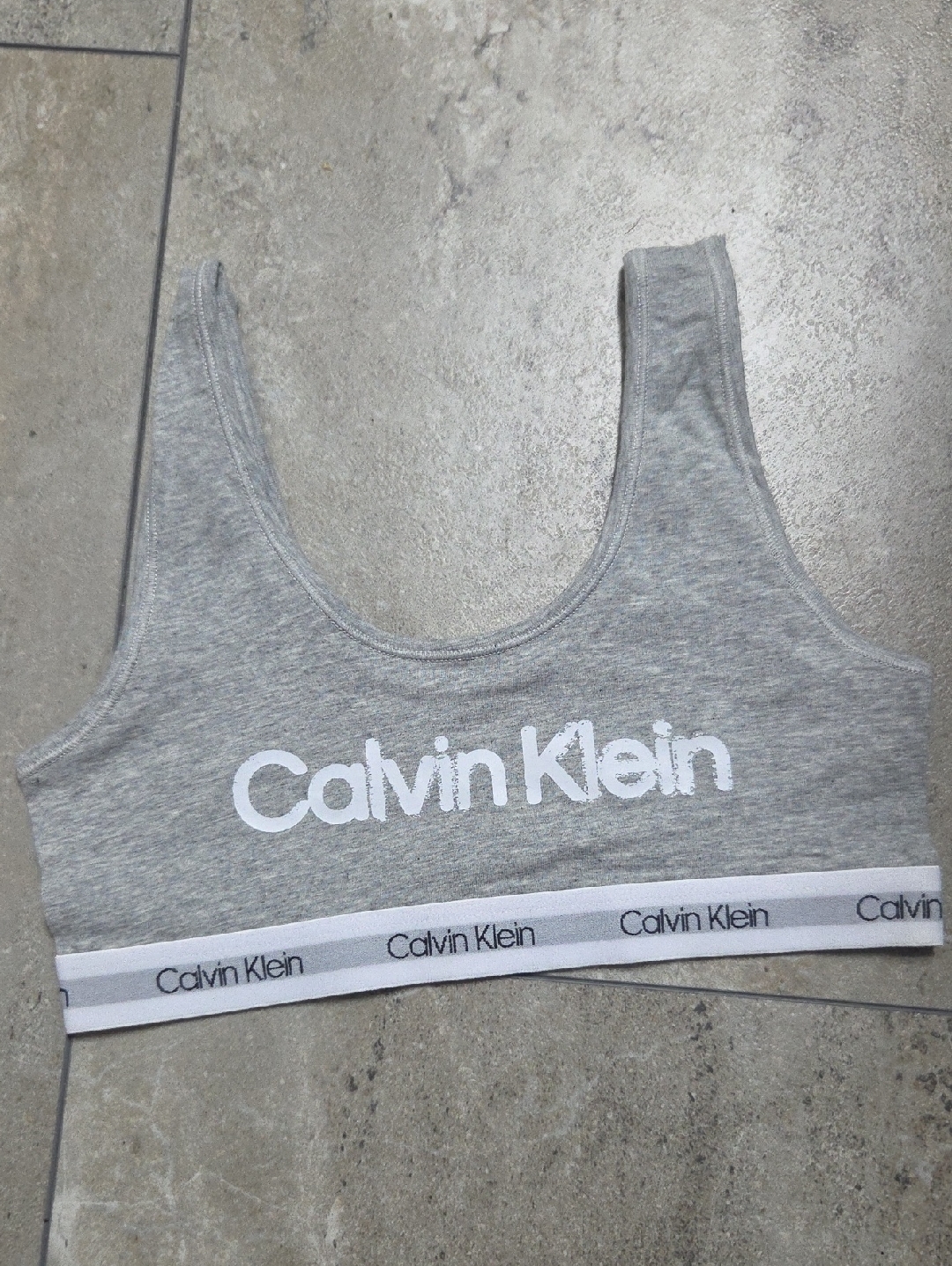 Calvin Klein Light Grey Logo Crop Bralette